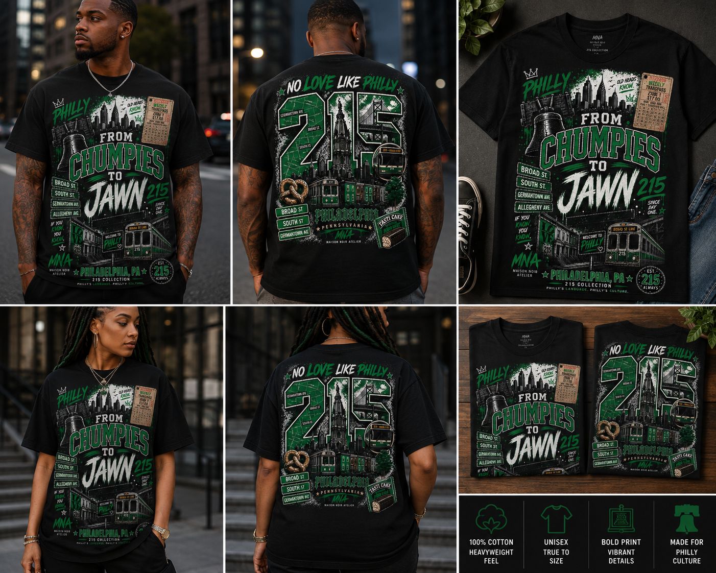 Talk Philly to Me — The 215 Collection Tee | Maison Noir Atelier
